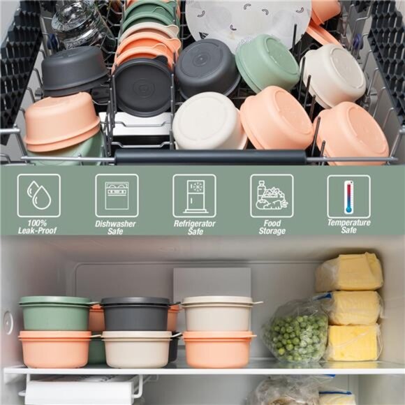 Food Storage Containers 10 Pack 9 Oz Airtight Leakproof Mini Lunch Snack Bowls - Picture 4 of 7